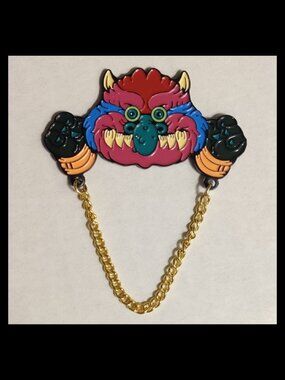 My Pet Monster Pin / Brooch with Chain - Large 2.25"x1.25" - New